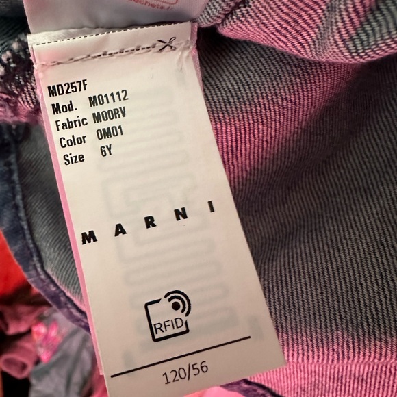 Marni Kids Blue Ruffle Denim Dress - Picture 4 of 6